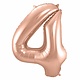 Rosé Goudkleurige Cijferballon cijfer 4 - 86cm