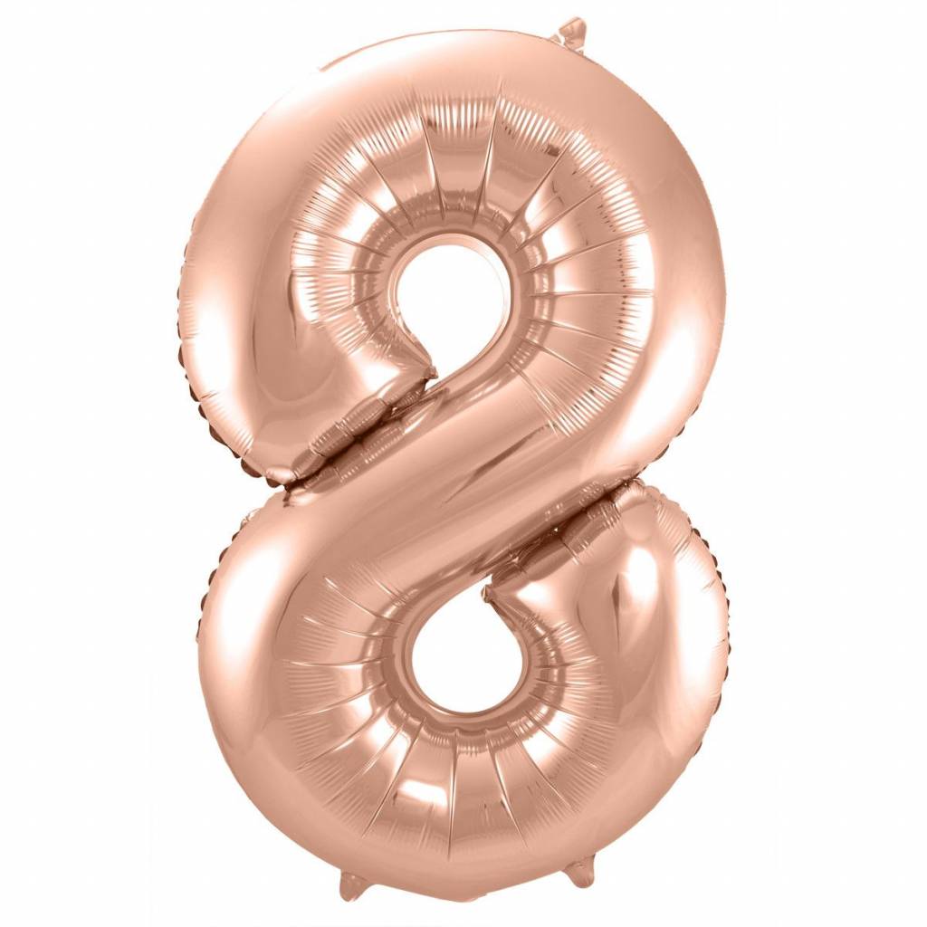 Rosé Goudkleurige Cijferballon cijfer 8 - 86cm afbeelding