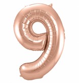 Rosé Goudkleurige Cijferballon cijfer 9 - 86cm