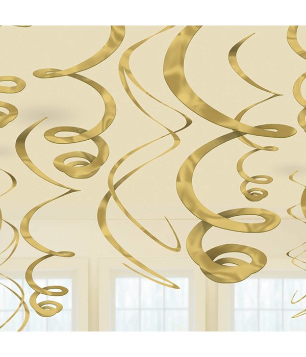 Hangdecoratie Swirls Goud - 12 Stuks