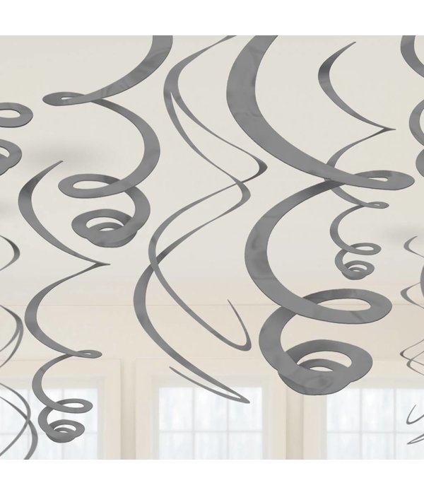 12 swirls decoraties zilver
