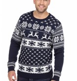 Kersttrui blauw met rendieren Classic