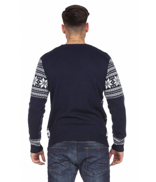 Kersttrui blauw met rendieren Classic