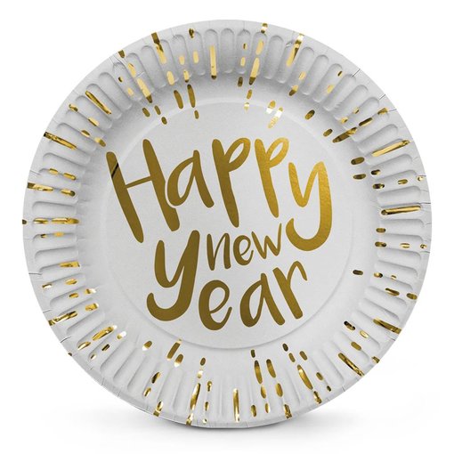 Set 6 Bordjes 'Happy New Year' (23 cm)