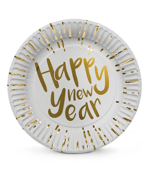 Set 6 Bordjes 'Happy New Year' (23 cm)