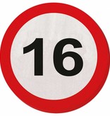 16 jaar verkeersbord servetten - 20 stuks