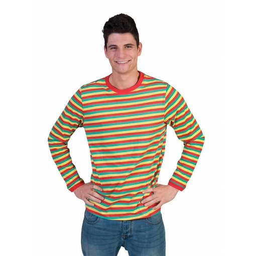 Gestreept Shirt rood/geel/groen
