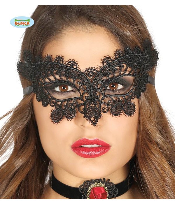 Geborduurde zwarte oogmasker