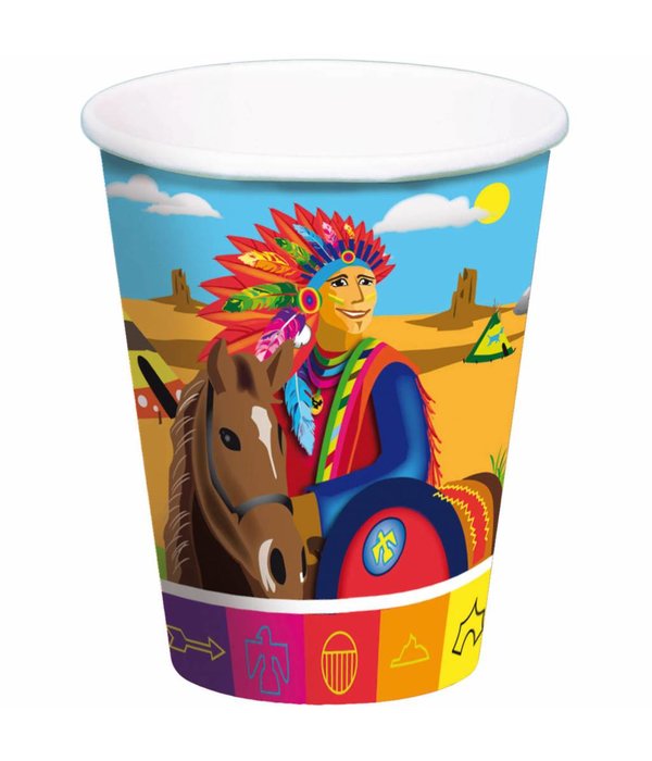 Indianen Party Bekers 250ml - 8 stuks
