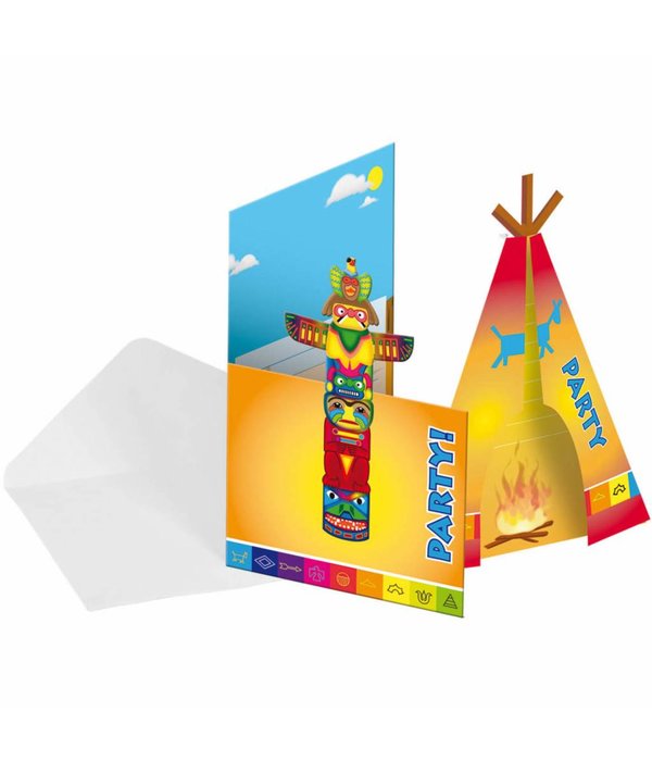 Indianen Party Uitnodigingen - 8 stuks