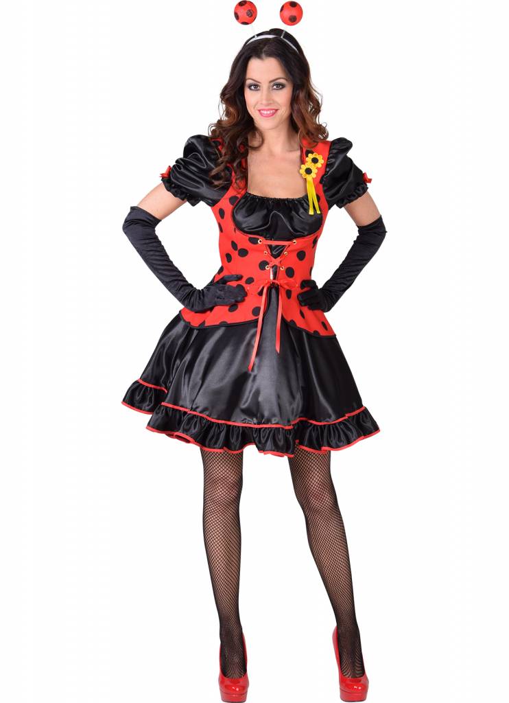 Magic By Freddy's - Lieveheersbeest Kostuum - Lieveheersbeestje Rood Zwarte Kever - Vrouw - rood - Large - Carnavalskleding - Verkleedkleding