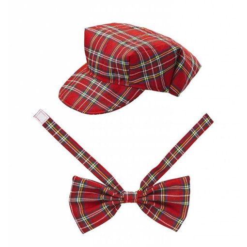 Rood Tartan hoedje met strikje
