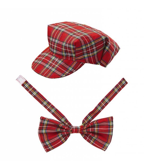 Rood Tartan hoedje met strikje