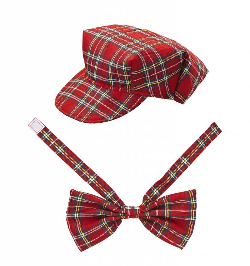 Rood Tartan hoedje met strikje