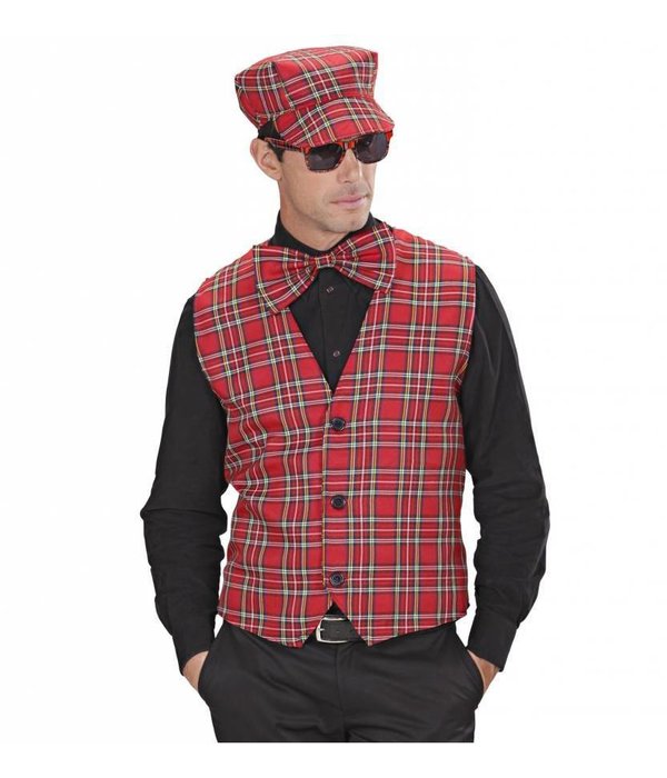 Rood Tartan hoedje met strikje