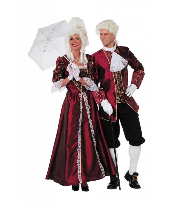 Markies kostuum taft bordeaux