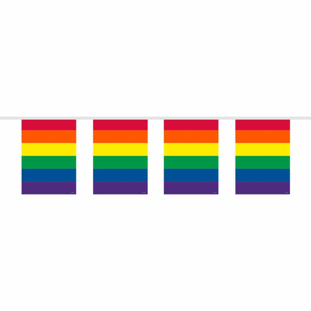 Vlaggenlijn Regenboog Vierkant - 10 meter afbeelding