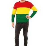 Gebreide trui rood/geel/groen gestreept unisex