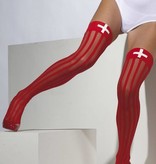 Hoge Rode Kousen Met Wit Kruis