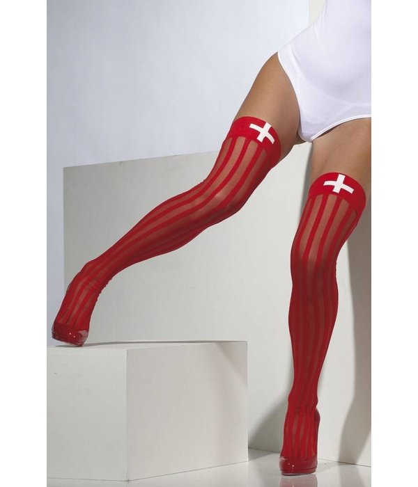 Hoge Rode Kousen Met Wit Kruis
