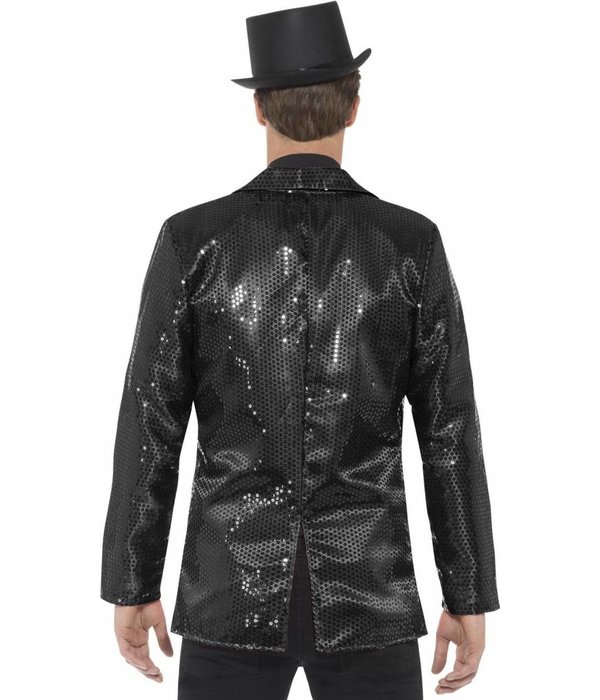Zwarte Colbert met Pailletten Man