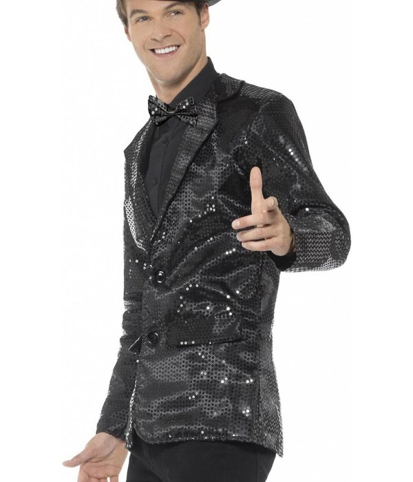 Zwarte Colbert met Pailletten Man