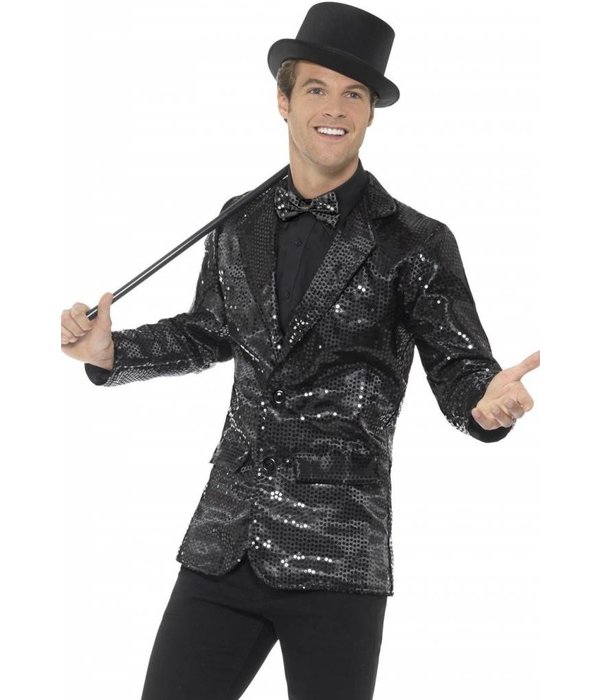 Zwarte Colbert met Pailletten Man