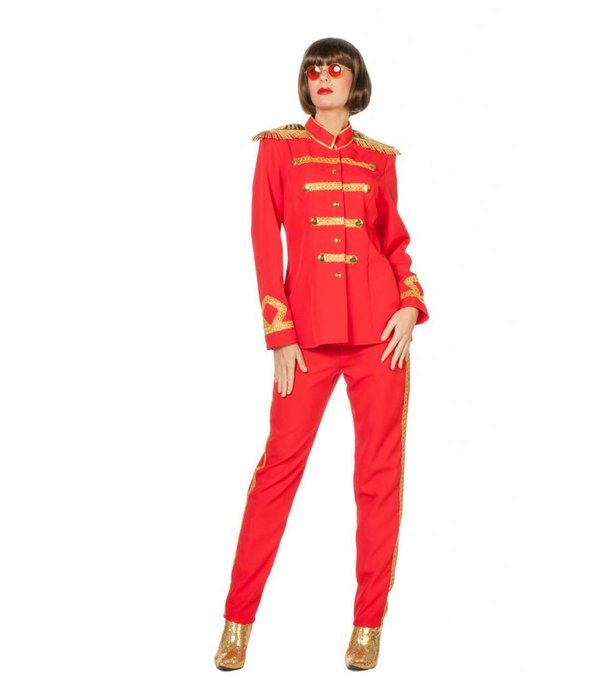 Sgt Pepper kostuum vrouw rood