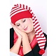Slaapmuts lang rood/wit