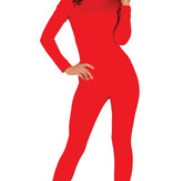 Rode Second Skin Jumpsuit Lang Vrouw