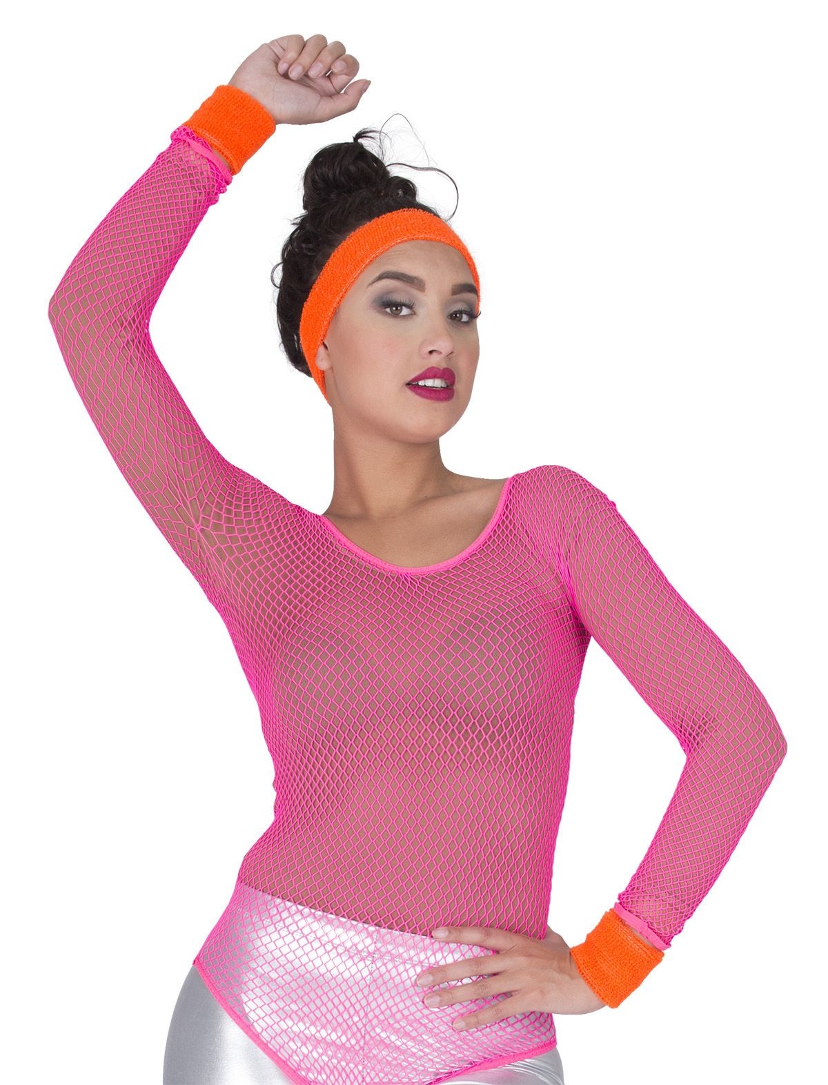 80's zweetband set neon oranje