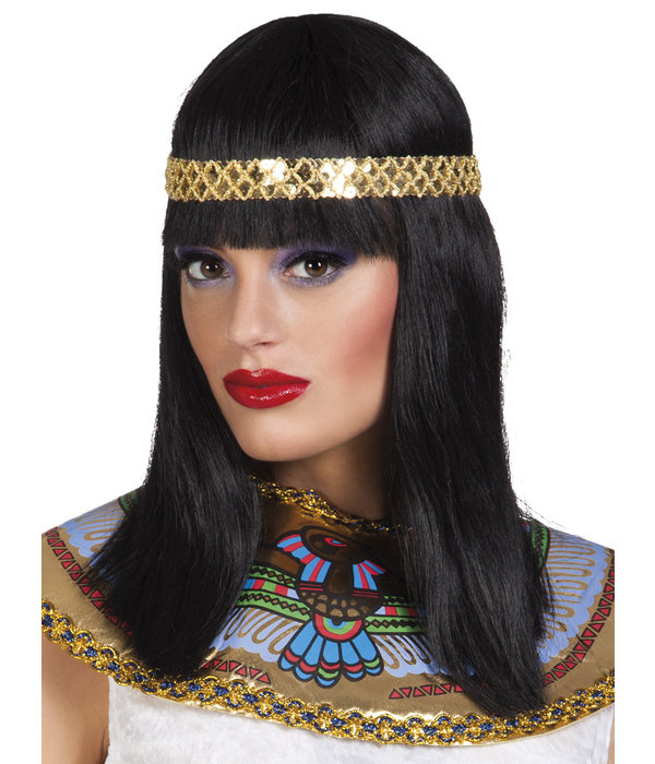Cleopatra Pruik Met Hoofdband Zwart