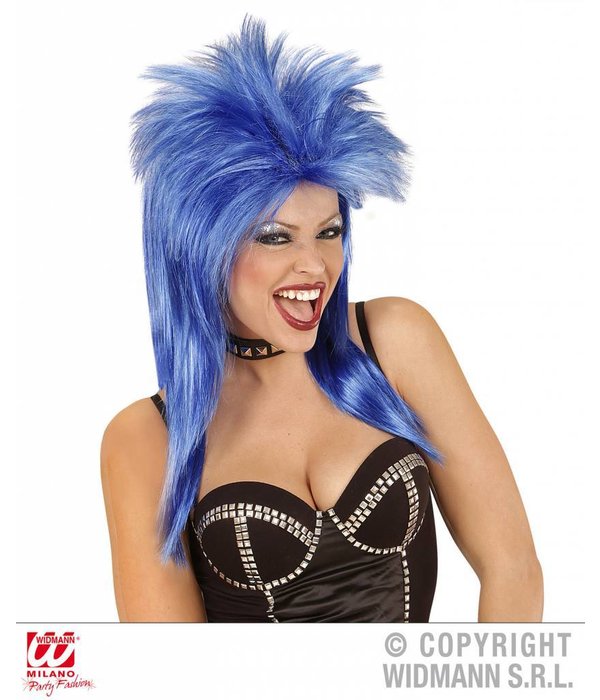 Pruik Rockster blauw