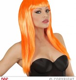 Langharige pruik oranje