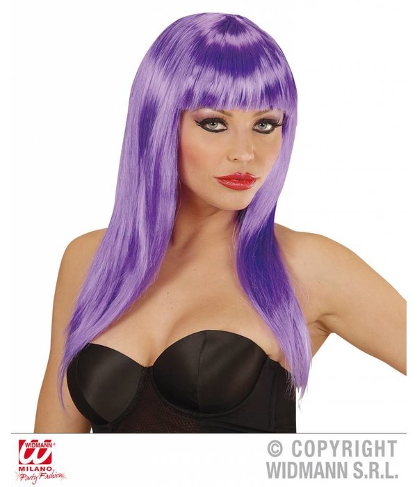 Langharige pruik paars