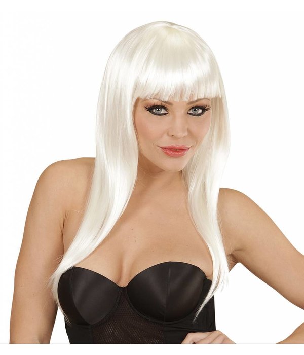 Langharige pruik wit