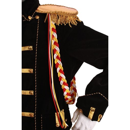 Gevlochten erekoord rood/wit/geel 130cm