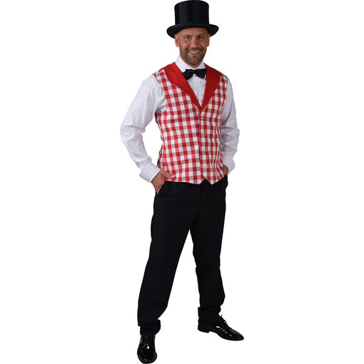 Brabant Gilet rood/wit geblokt heren