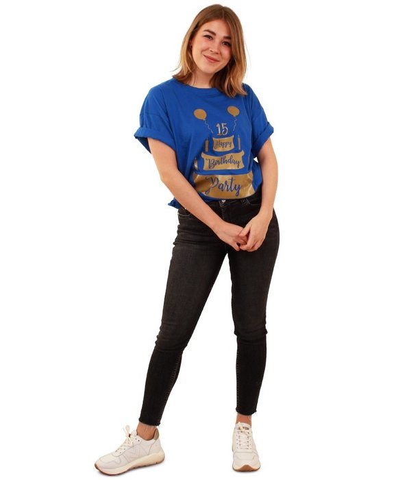 Toppers T-Shirt Happy Birthday Blauw
