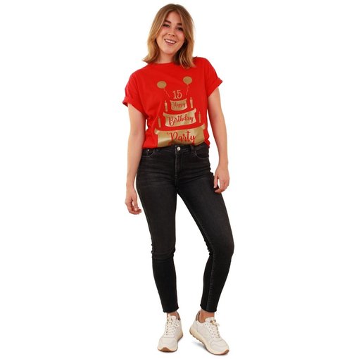 Toppers T-Shirt Happy Birthday Rood