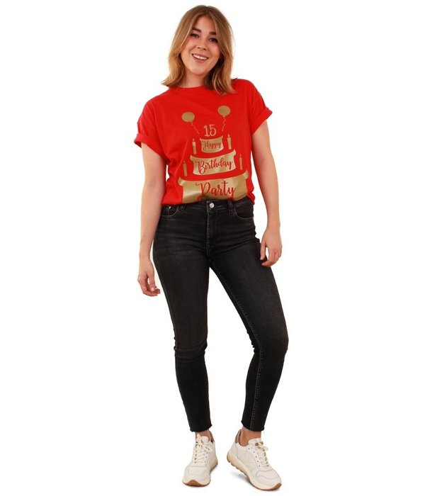 Toppers T-Shirt Happy Birthday Rood