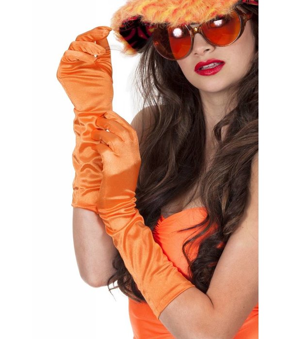 Gala handschoenen satijn oranje 40 cm