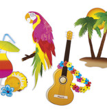 Set tropische Hawaii Wanddecoratie (4 Stuks)