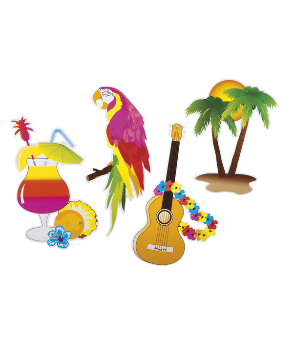 Set tropische Hawaii Wanddecoratie (4 Stuks)