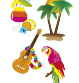 Set tropische Hawaii Wanddecoratie (4 Stuks)