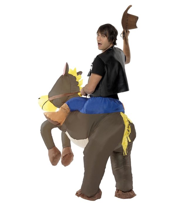 Stap in kostuum opblaasbaar paard cowboy