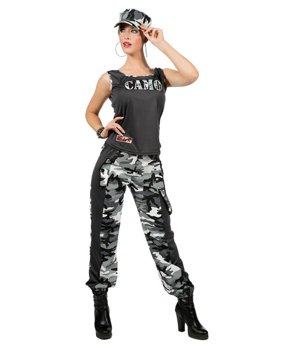 Soldaat Camouflage Kostuum Vrouw Grijs