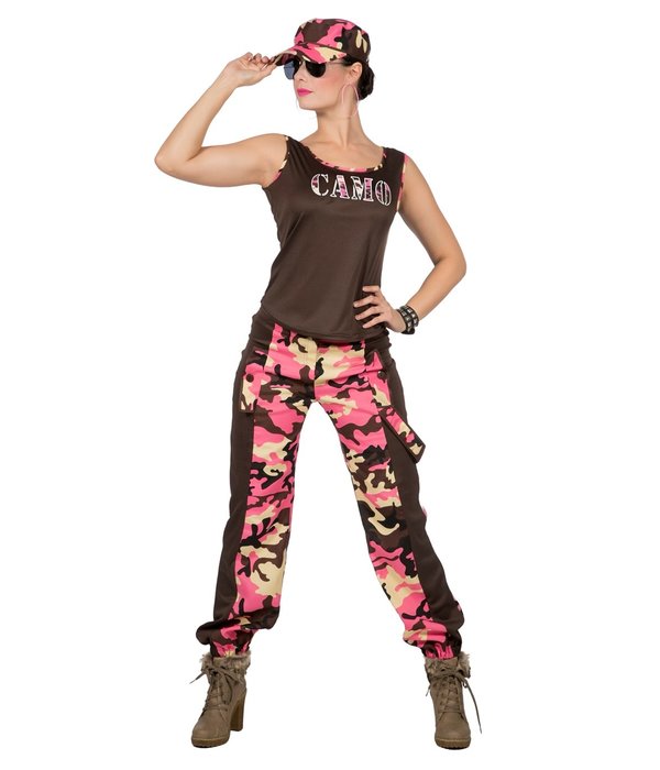 Soldaat Camouflage Kostuum Vrouw Roze