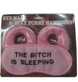 Handboeien roze pluche + oogmasker
