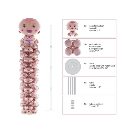 Folie ballonnenpilaar geboorte meisje